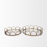 Lenore Round Metal/Mirror Tray Gold (Set of 2) 8 Lenore Round Metal/Mirror Tray Gold (Set of 2)