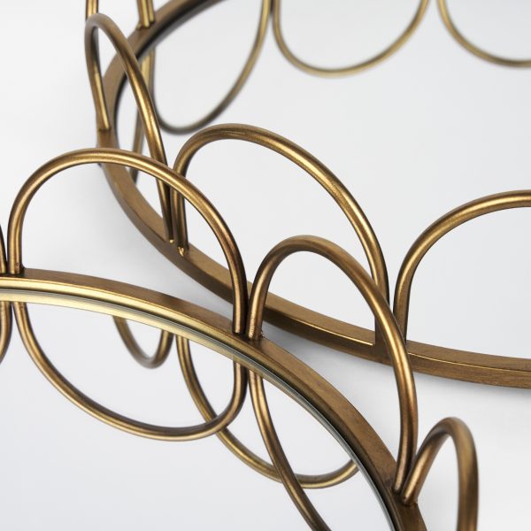 Lenore Round MetalMirror Tray Gold Set of 2 4