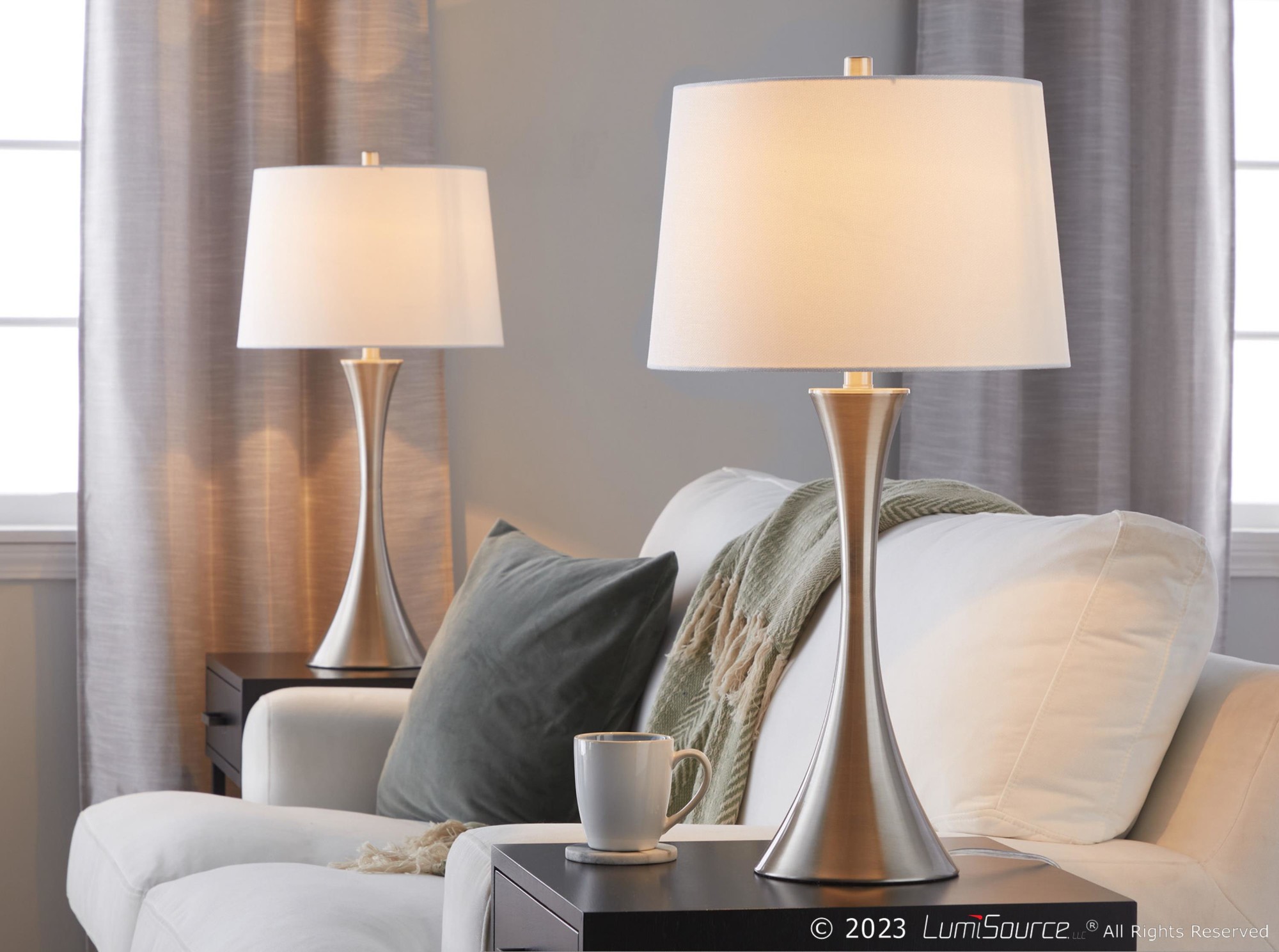 Lenuxe 29 Contemporary Brushed Nickel Table Lamp Set (Set of 2) 2 Lenuxe 29 Contemporary Brushed Nickel Table Lamp Set (Set of 2) - Image 2