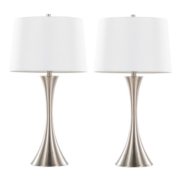 Lenuxe 29 Contemporary Brushed Nickel Table Lamp Set Set of 2 2