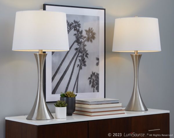 Lenuxe 29 Contemporary Brushed Nickel Table Lamp Set Set of 2