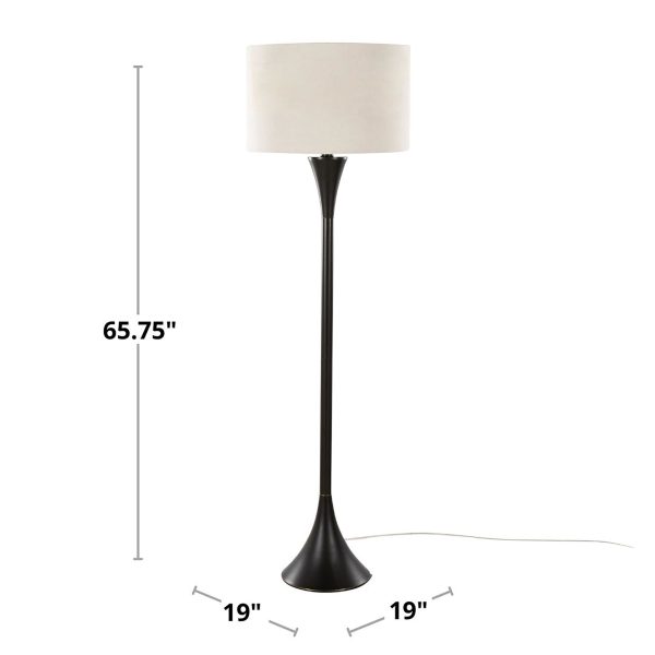 Lenuxe 65 Contemporary Bronze Metal Linen Shade Floor Lamp 6