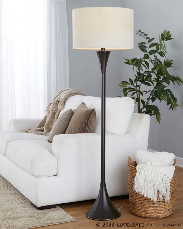 Lenuxe 65 Contemporary Bronze Metal Linen Shade Floor Lamp