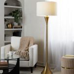 Lenuxe 65 Contemporary Gold Metal Floor Lamp White Linen Shade 7 Lenuxe 65 Contemporary Gold Metal Floor Lamp White Linen Shade