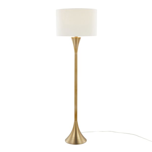 Lenuxe 65 Contemporary Gold Metal Floor Lamp White Linen Shade 2