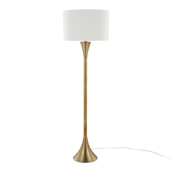 Lenuxe 65 Contemporary Gold Metal Floor Lamp White Linen Shade 3