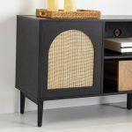 Lenz Black Rattan Door Coastal 70 Inch TV Stand 10 Lenz Black Rattan Door Coastal 70 Inch TV Stand