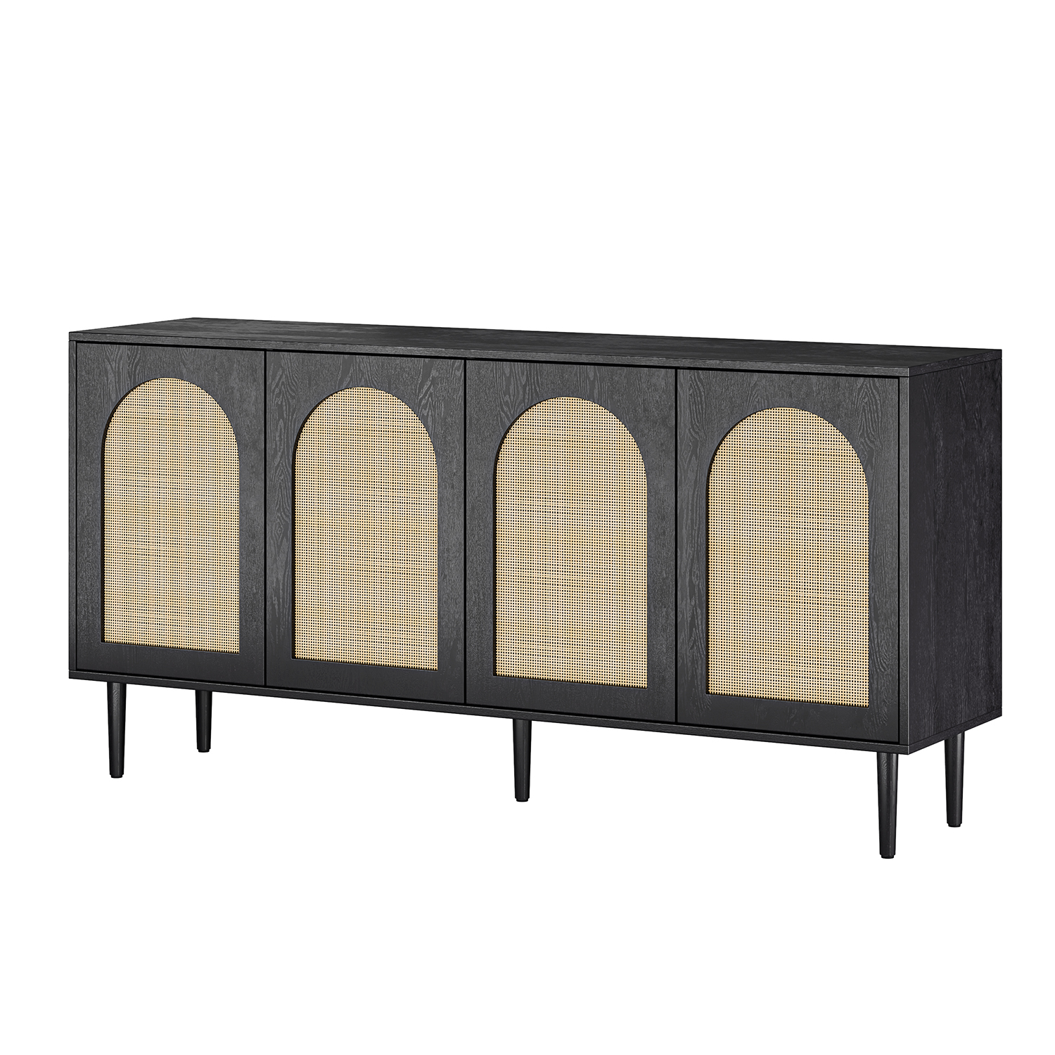 Lenz Black Rattan Door Modern Storage Sideboard 2 Lenz Black Rattan Door Modern Storage Sideboard - Image 2