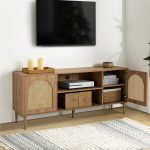 Lenz Oak Rattan Door Coastal 70 Inch TV Stand 9 Lenz Oak Rattan Door Coastal 70 Inch TV Stand