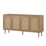 Lenz Oak Rattan Door Modern Storage Sideboard 7 Lenz Oak Rattan Door Modern Storage Sideboard