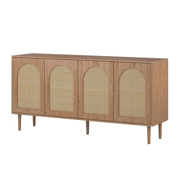 Lenz Oak Rattan Door Modern Storage Sideboard 1