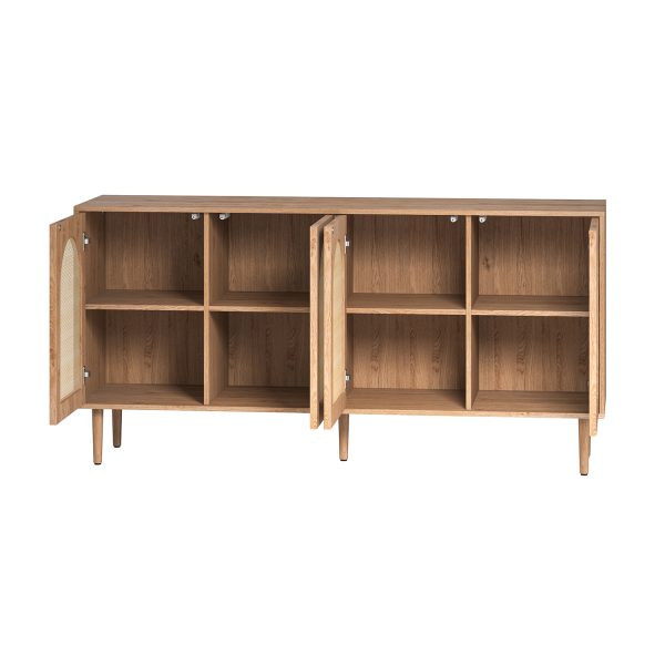 Lenz Oak Rattan Door Modern Storage Sideboard 4