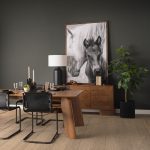 Leo 18.0L x 18.0W x 31.0H Black Hammered W/White Fabric Shade Table Lamp