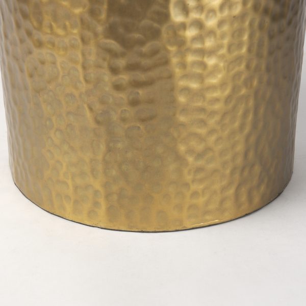 Leo 18.0L x 18.0W x 31.0H Gold Hammered WWhite Fabric Shade Table Lamp 5