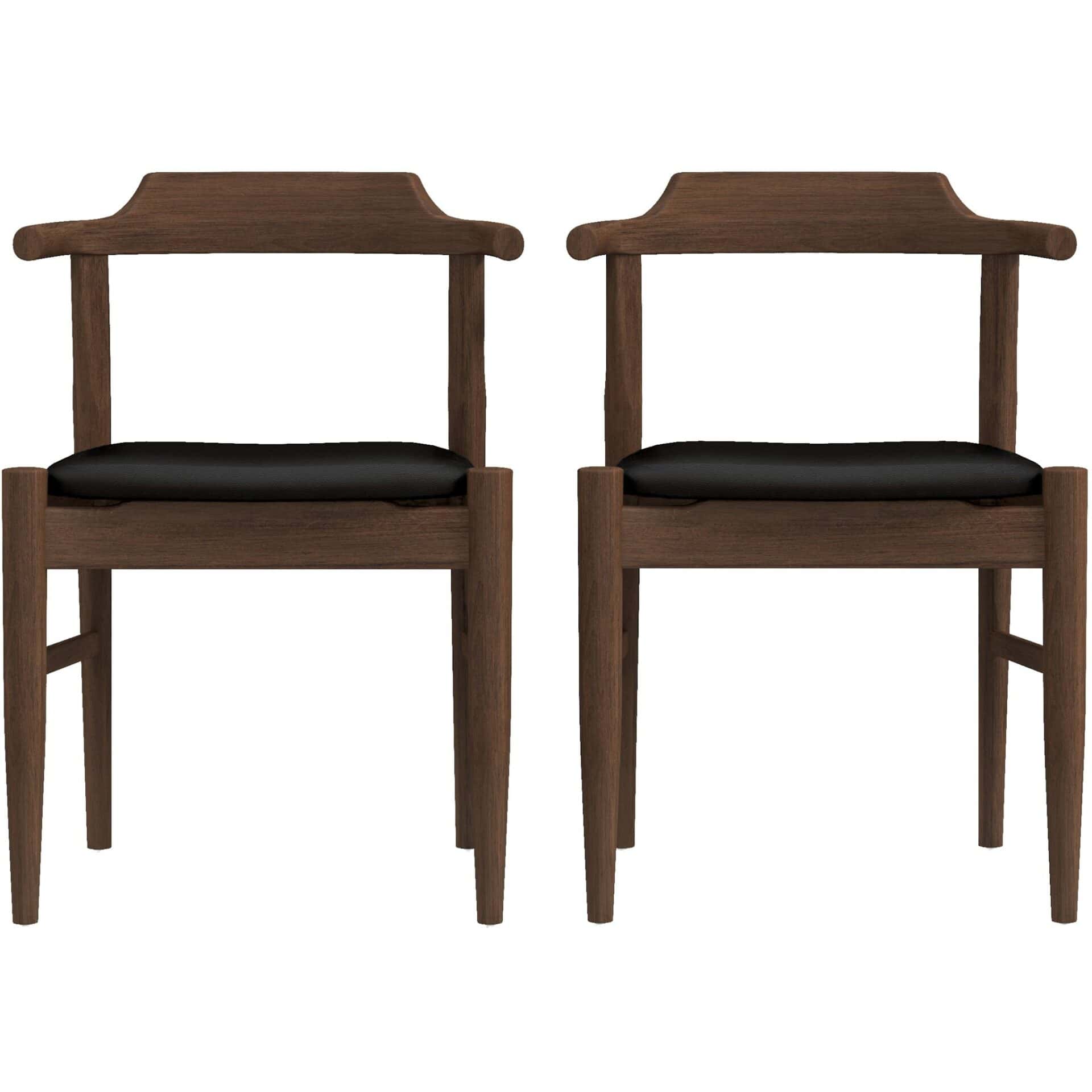 Brown Wood Mid-Century Modern Leather Dining Chair (Set of 2) 9 Brown Wood Mid-Century Modern Leather Dining Chair (Set of 2) - Image 9