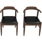 Brown Wood Mid-Century Modern Leather Dining Chair (Set of 2) 17 Brown Wood Mid-Century Modern Leather Dining Chair (Set of 2)