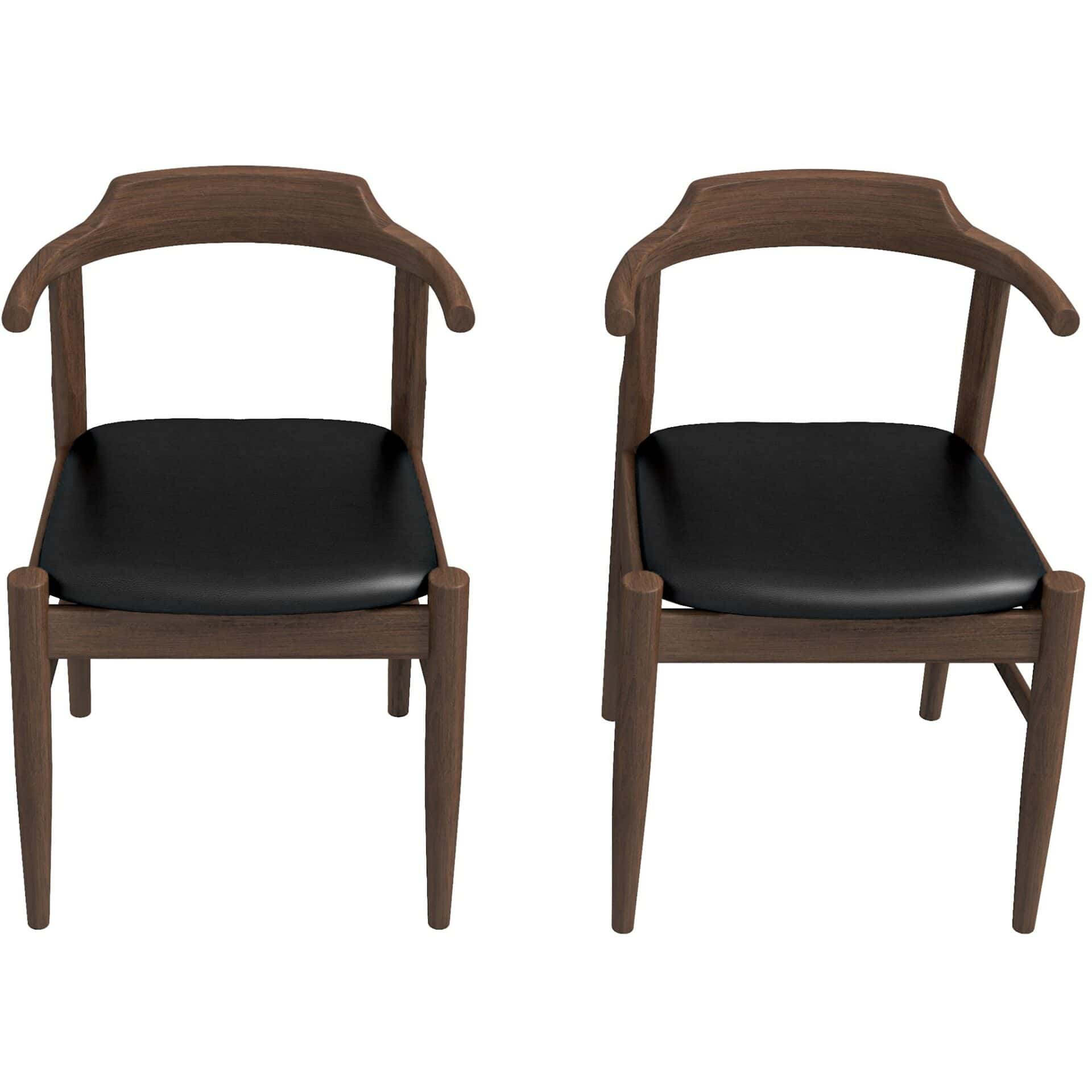 Brown Wood Mid-Century Modern Leather Dining Chair (Set of 2) 6 Brown Wood Mid-Century Modern Leather Dining Chair (Set of 2) - Image 6