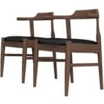 Brown Wood Mid-Century Modern Leather Dining Chair (Set of 2) 16 Brown Wood Mid-Century Modern Leather Dining Chair (Set of 2)