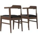 Brown Wood Mid-Century Modern Leather Dining Chair (Set of 2) 18 Brown Wood Mid-Century Modern Leather Dining Chair (Set of 2)