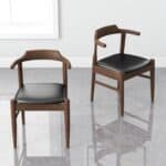 Brown Wood Mid-Century Modern Leather Dining Chair (Set of 2) 13 Brown Wood Mid-Century Modern Leather Dining Chair (Set of 2)