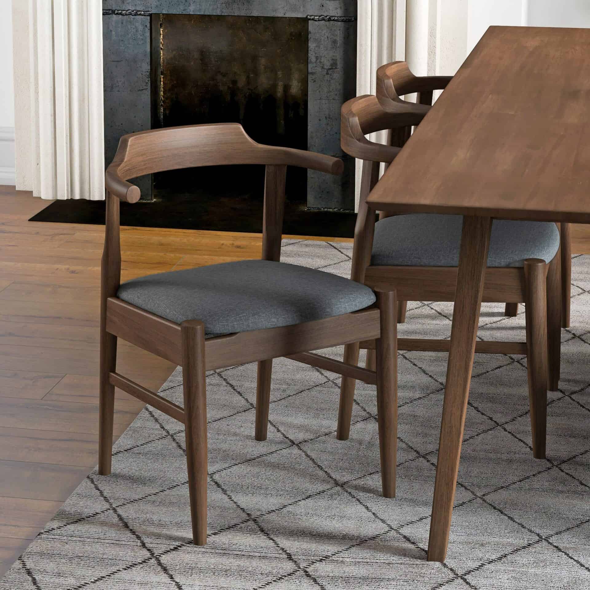Mid-Century Modern Brown Wood Dining Chair (Set of 2) 2 Mid-Century Modern Brown Wood Dining Chair (Set of 2) - Image 2