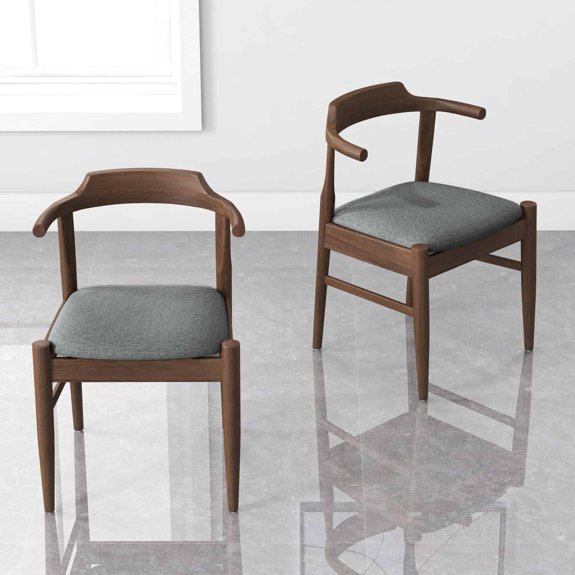 Mid-Century Modern Brown Wood Dining Chair (Set of 2) 4 Mid-Century Modern Brown Wood Dining Chair (Set of 2) - Image 4