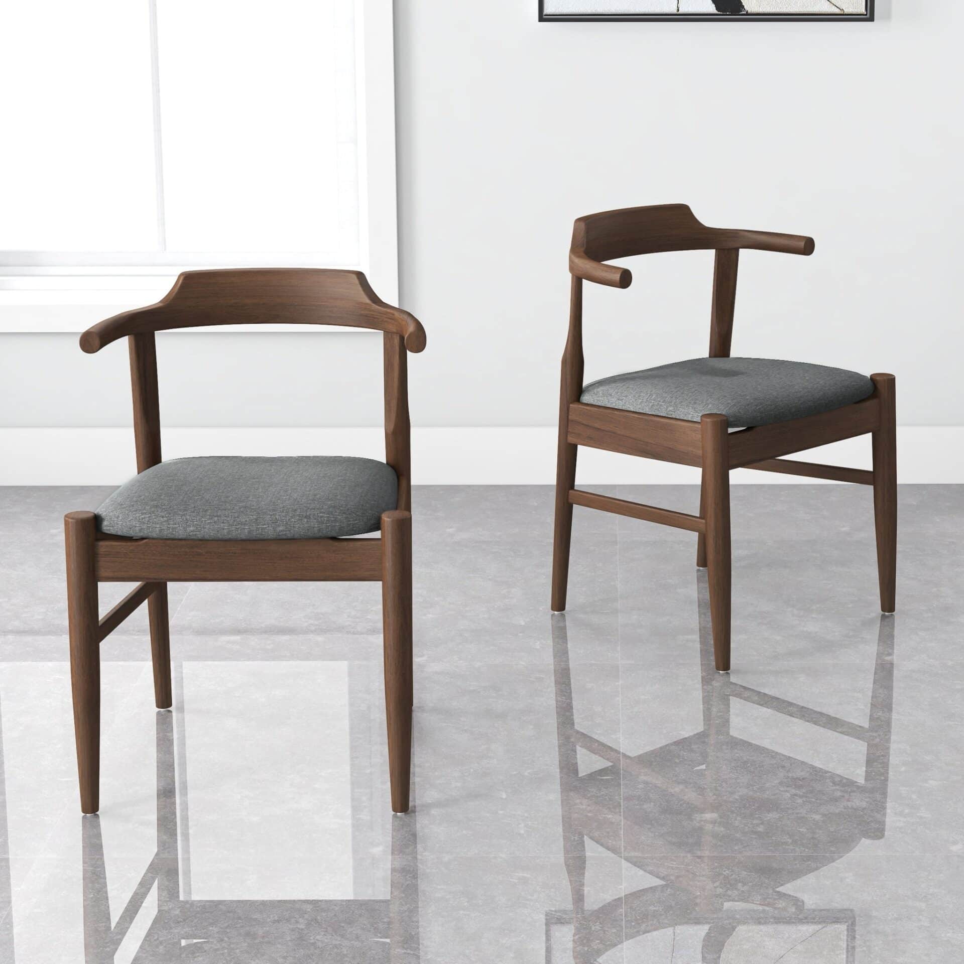 Mid-Century Modern Brown Wood Dining Chair (Set of 2) 5 Mid-Century Modern Brown Wood Dining Chair (Set of 2) - Image 5