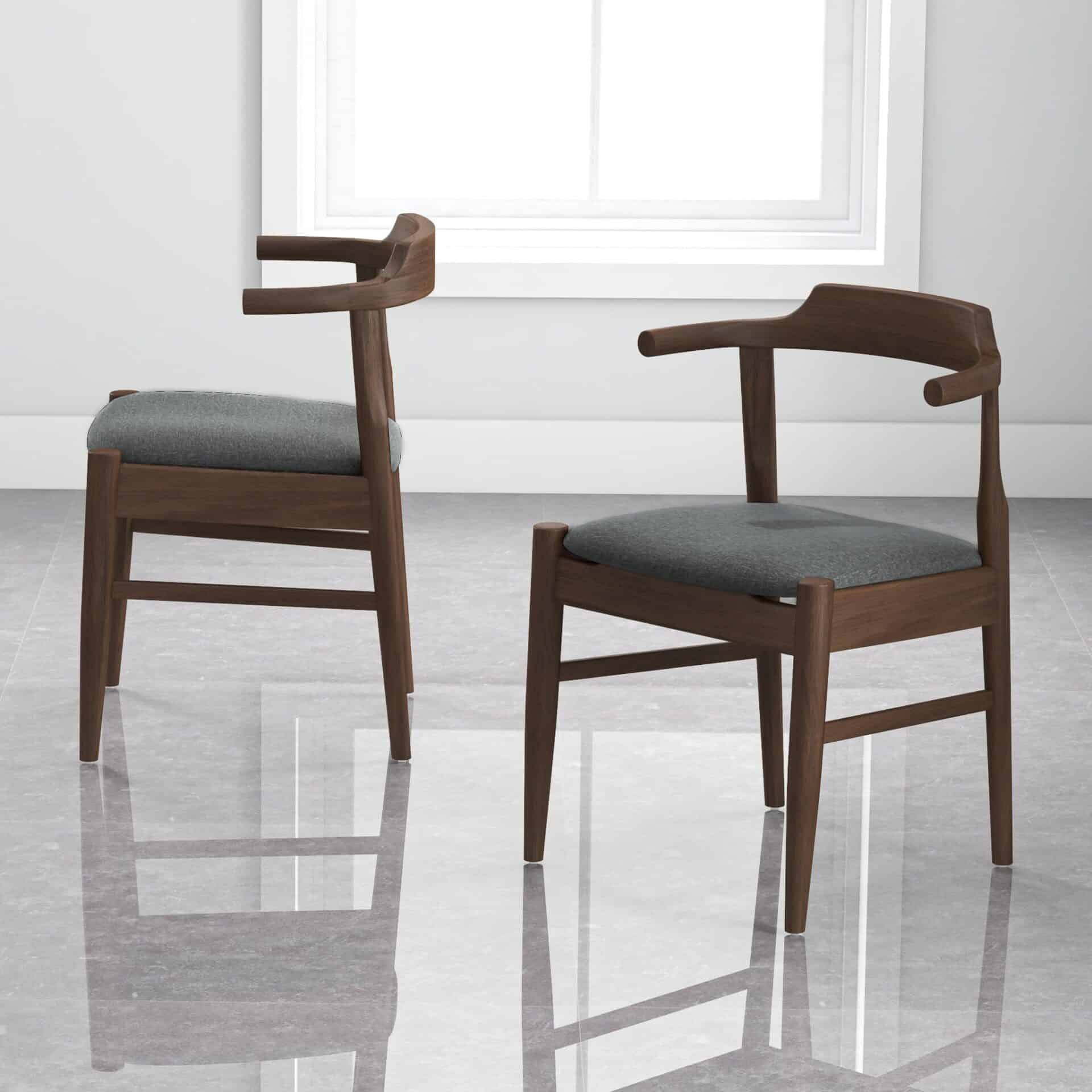 Mid-Century Modern Brown Wood Dining Chair (Set of 2) 6 Mid-Century Modern Brown Wood Dining Chair (Set of 2) - Image 6