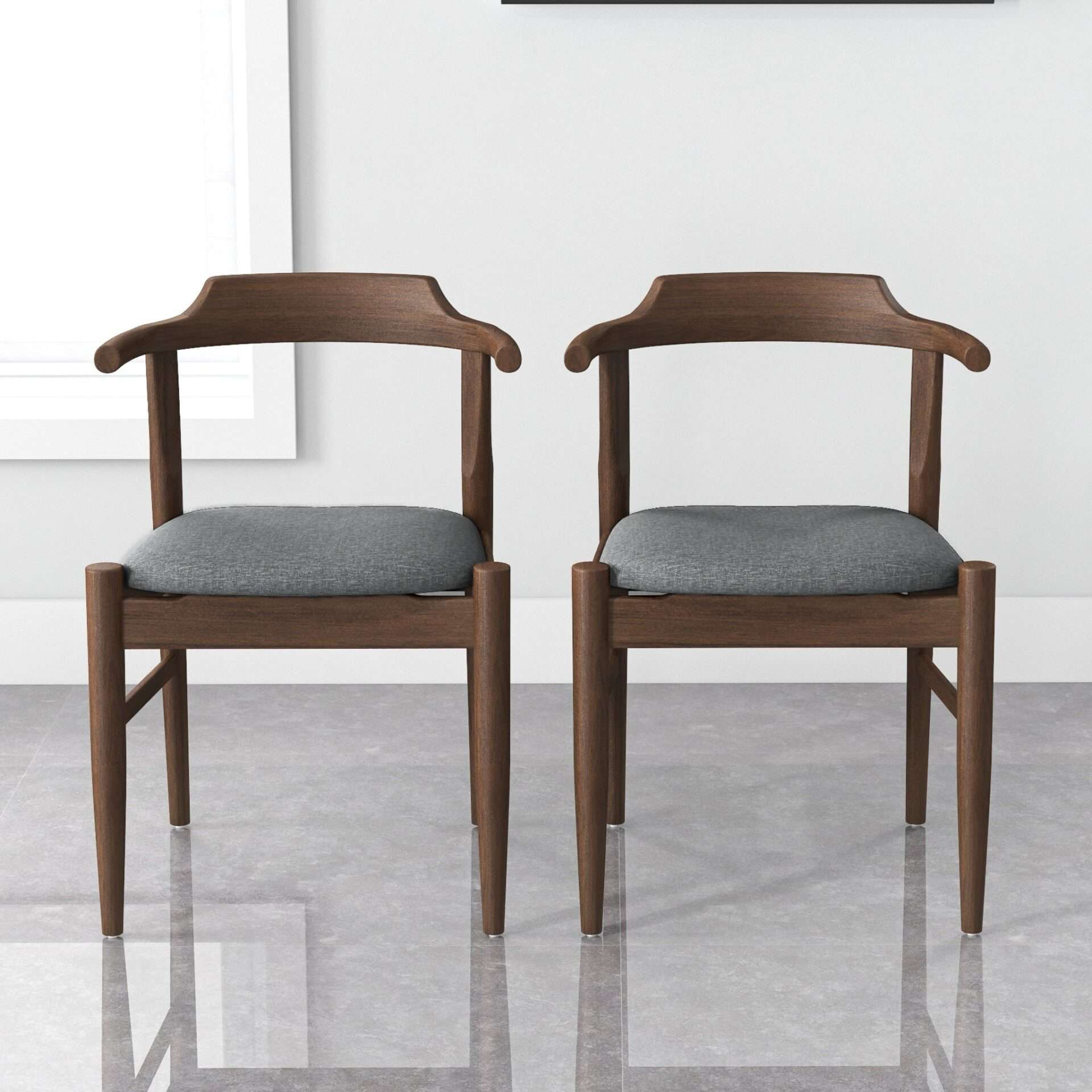Mid-Century Modern Brown Wood Dining Chair (Set of 2) 3 Mid-Century Modern Brown Wood Dining Chair (Set of 2) - Image 3