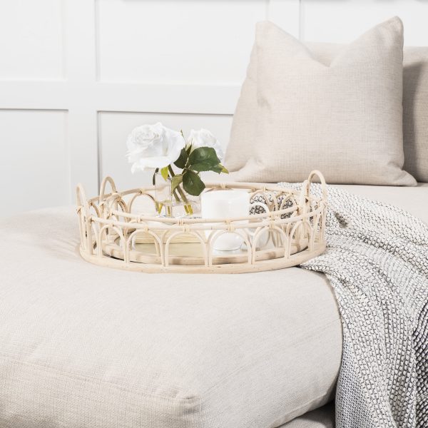 Leona Set of 2 Natural Wicker Woven Mirrored Base Nesting Trays 4