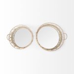 Leona (Set of 2) Natural Wicker Woven Mirrored Base Nesting Trays