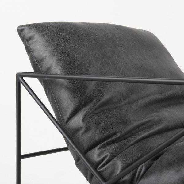 Leonidas 28.5L x 29.5W x 34.0H Black Faux Leather Seat W Black Metal Frame Accent Chair 10