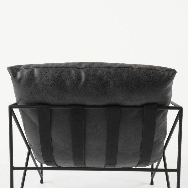 Leonidas 28.5L x 29.5W x 34.0H Black Faux Leather Seat W Black Metal Frame Accent Chair 13
