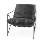 Leonidas 28.5L x 29.5W x 34.0H Black Faux Leather Seat W/ Black Metal Frame Accent Chair