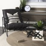 Leonidas 28.5L x 29.5W x 34.0H Black Faux Leather Seat W/ Black Metal Frame Accent Chair
