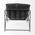 Leonidas 28.5L x 29.5W x 34.0H Black Faux Leather Seat W/ Black Metal Frame Accent Chair
