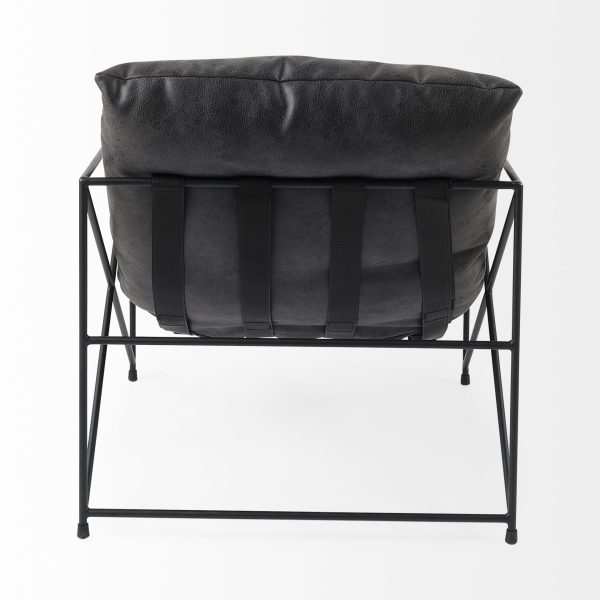 Leonidas 28.5L x 29.5W x 34.0H Black Faux Leather Seat W Black Metal Frame Accent Chair 8