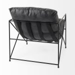 Leonidas 28.5L x 29.5W x 34.0H Black Faux Leather Seat W/ Black Metal Frame Accent Chair