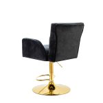 Leopoldo Black Velvet Tufted Adjustable Swivel Bar Stool