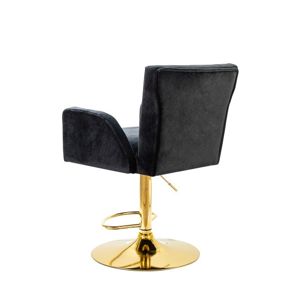 Leopoldo Black Velvet Tufted Adjustable Swivel Bar Stool 2
