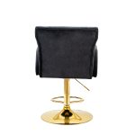 Leopoldo Black Velvet Tufted Adjustable Swivel Bar Stool