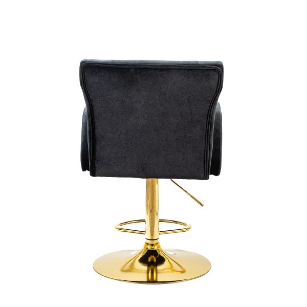 Leopoldo Black Velvet Tufted Adjustable Swivel Bar Stool 3