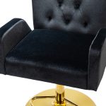 Leopoldo Black Velvet Tufted Adjustable Swivel Bar Stool