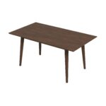 Walnut Solid Wood Rectangular Dining Table 63 Inches Mid-Century 12 Walnut Solid Wood Rectangular Dining Table 63 Inches Mid-Century