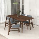Walnut Solid Wood Rectangular Dining Table 63 Inches Mid-Century 8 Walnut Solid Wood Rectangular Dining Table 63 Inches Mid-Century