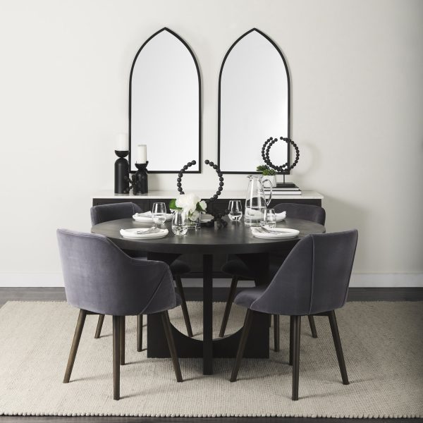 Liesl 54.L x 54.0W x 30.0H Black Wood W Circular Top Dining Table 1