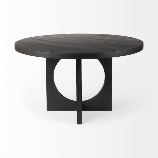 Liesl 54.L x 54.0W x 30.0H Black Wood W Circular Top Dining Table 5