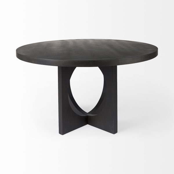 Liesl 54.L x 54.0W x 30.0H Black Wood W Circular Top Dining Table 6