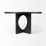 Liesl 54.L x 54.0W x 30.0H Black Wood W/ Circular Top Dining Table