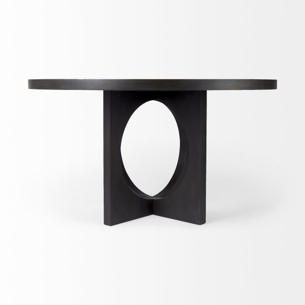 Liesl 54.L x 54.0W x 30.0H Black Wood W Circular Top Dining Table 7
